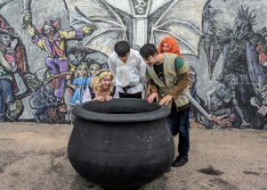 looking in black cauldren